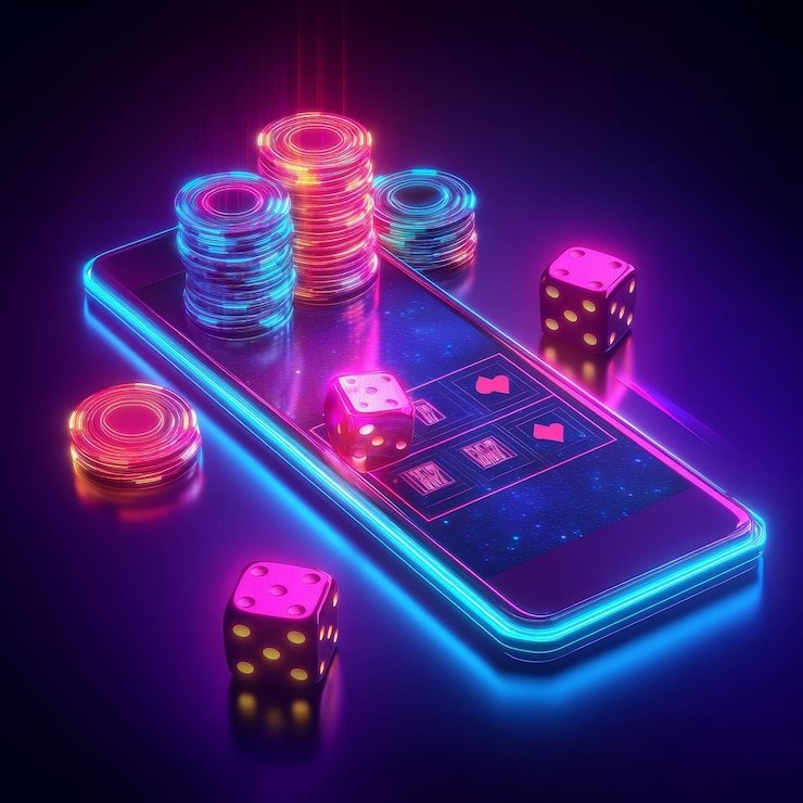 Gambar ilustrasi pengguna menggunakan platform hiburan 1500888 di perangkat mobile dengan tampilan menarik